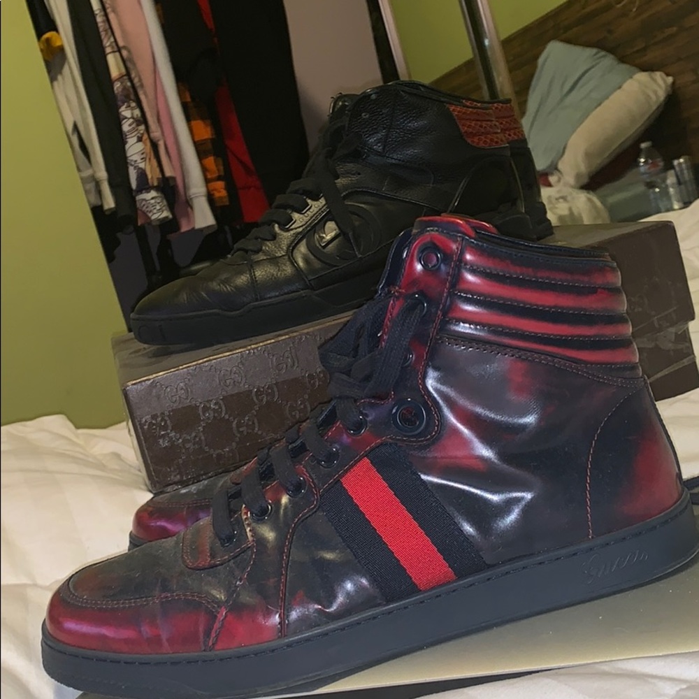 Gucci sneakers two for one high top burgundy - Picture 4 of 8
